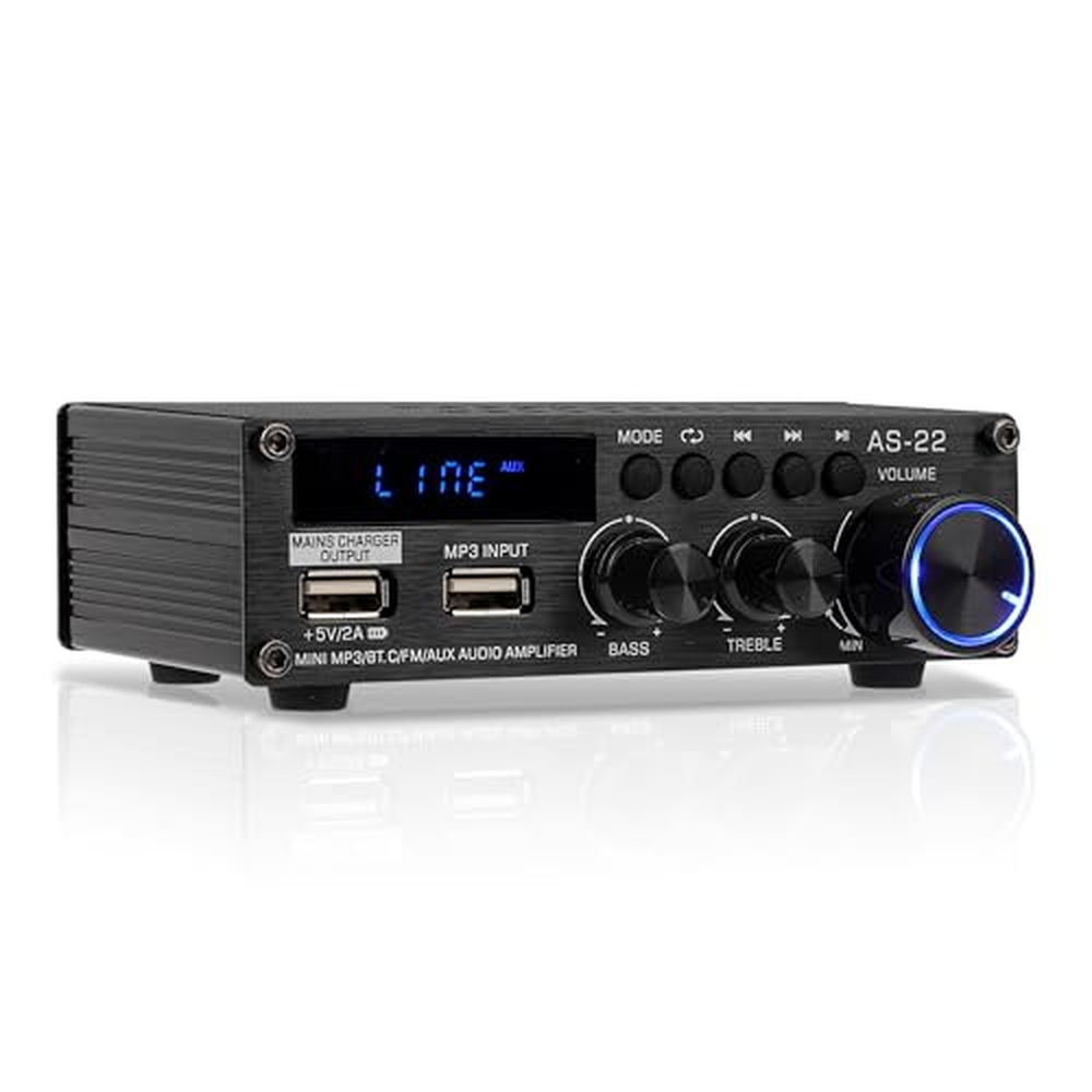 1200W zesilovač, HiFi audio Stereo BT přenosné rádio do auta nebo domů, s dálkovým ovládáním a mini 2CH LCD displejem, 12 V / 22